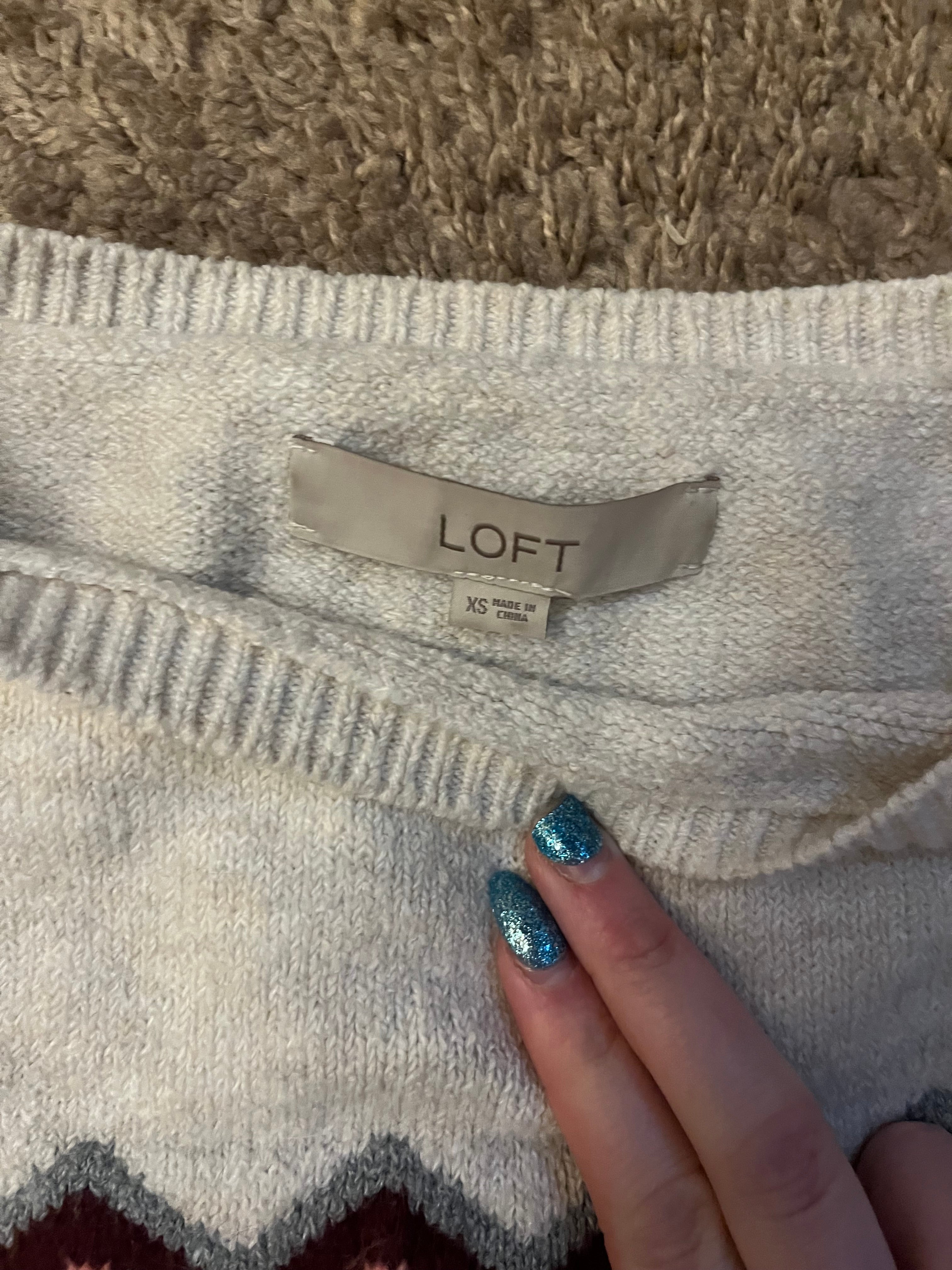 Loft white and pink sweater